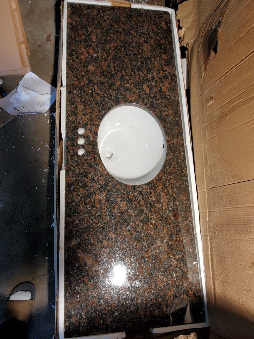 Granite Vanity top w/ Attached Undermount Porcelain Sink