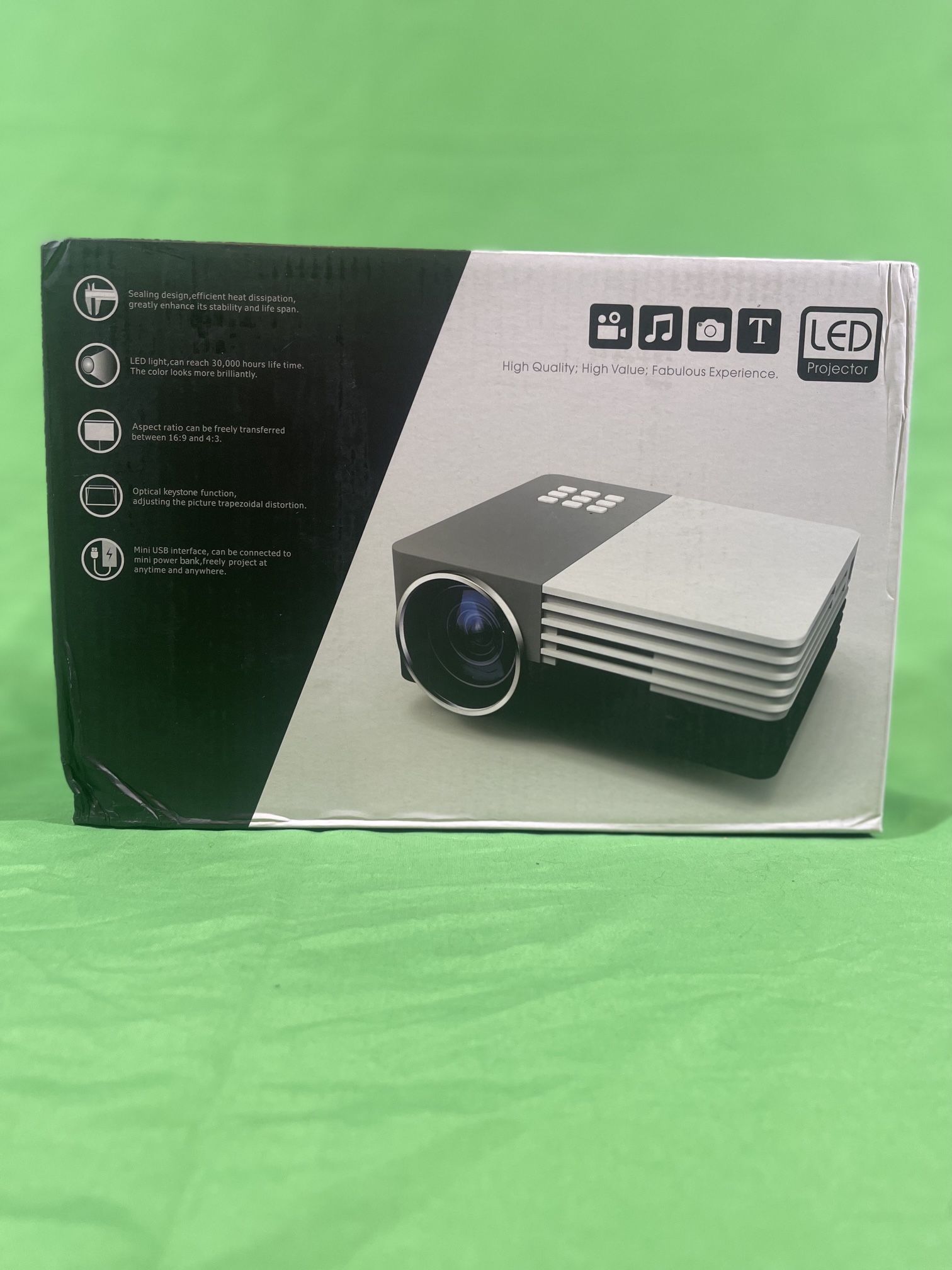 Grey and White LED projector HDXinda RGB Pixels Support multimedia 