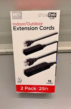 NIB UltraPro Elite Indoor/Outdoor 25ft Extension Cords (2-Pack / 16 Gauge)