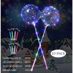 - 10 sets glow sticks with LED Strings, 15 pcs 20 inch balloons extra 5 pcs for DIY