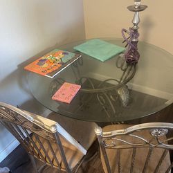 Indoor/Outdoor Glass Table W/ 2 Chairs