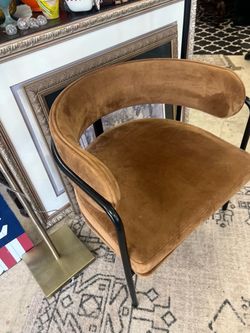 Brown Velvet Accent Chair with Black Frame