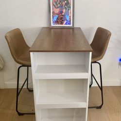 Kitchen Island + 2 Counter-Height Chairs – Modern Farmhouse Style $300