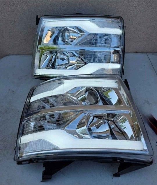 07-13 Chevrolet Silverado LED DRL Projector Headlights Luces Focos Micas Faros Faroles Headlamps Che