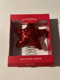 Wondershop Festive Red Star Tree Topper Unlit NIB 8.5”H Christmas Holidays Shiny