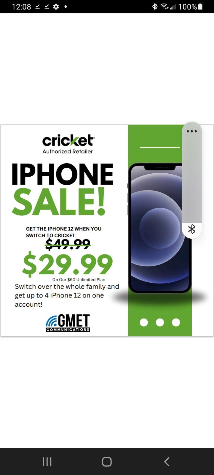 I Phone 13 only $29.99
When you switch Over
To Cricket Wireless
Located
8555 south cottage grove
Chicago Illinois 60619
Call us (contact info remo