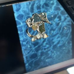 New silver ring with gemstones