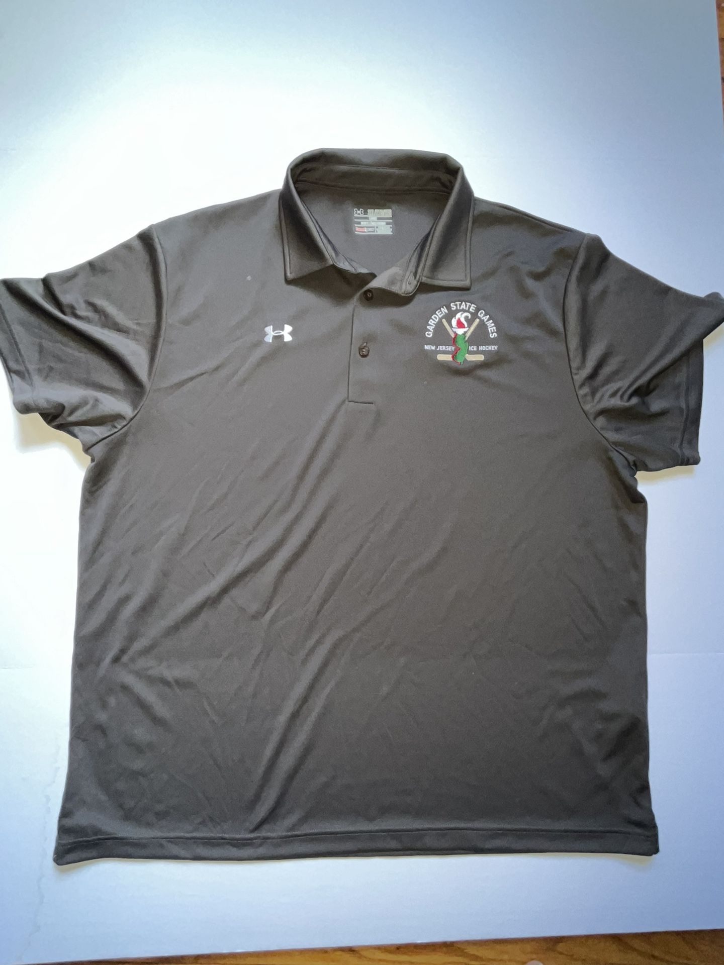 Under Armour Heat Gear Loose Polo New Jersey Garden State Games Hockey Grey 2XL