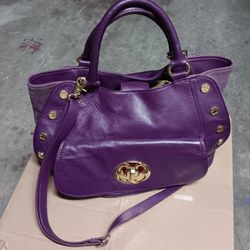 Emma Fox Classics Studded Purple Leather Satchel Handbag