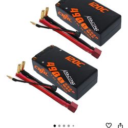 CNHL 2s Shorty Lipo Battery 4900mAh 7.4V 120C Hard Case with 5mm Bullet to T Plug for RC Car Truck Boat Truggy Buggy(2 Packs) 