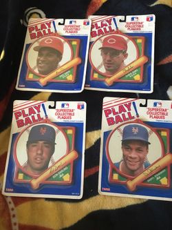 Baseball superstar collectible plaquet Mets and Reds. Strawberry Davis,Darling, Sabo
