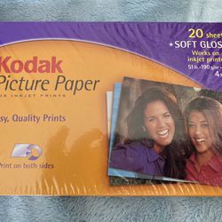 KODAK PICTURE PAPER (20 SHEETS) 4” x 6” SOFT GLOSS NEW