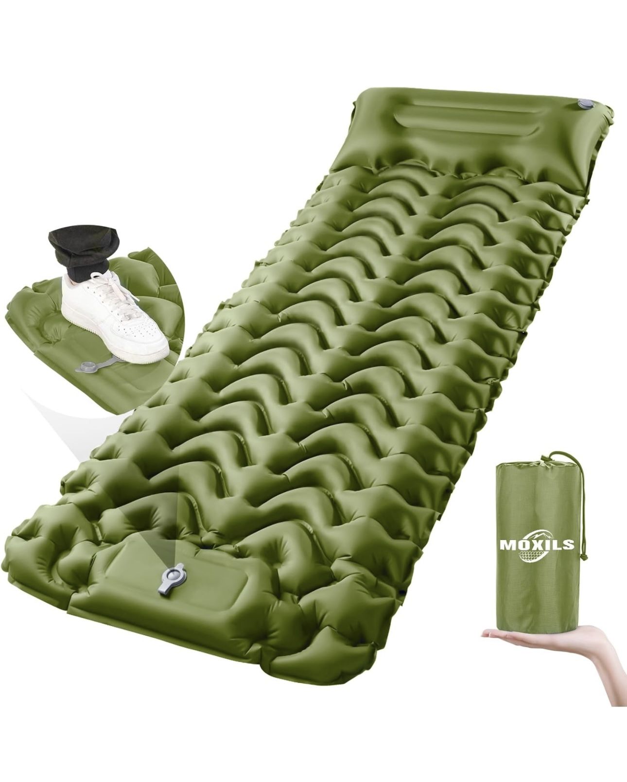 Sleepin Pad Ultralight Inflatable Sleeping Pad for Camping, 75''X25'', Built-in Pump, Ultimate for Camping, Hiking - Airpad, Carry Bag, Repair Kit - C