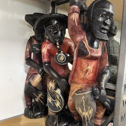 Wood Carved Statues 3   26” Tall 