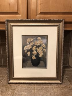 Framed art, beige flowers artwork