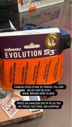 CABEAU EVOLUTION S3 TRAVEL PILLOW (BLUE AND BLACK)