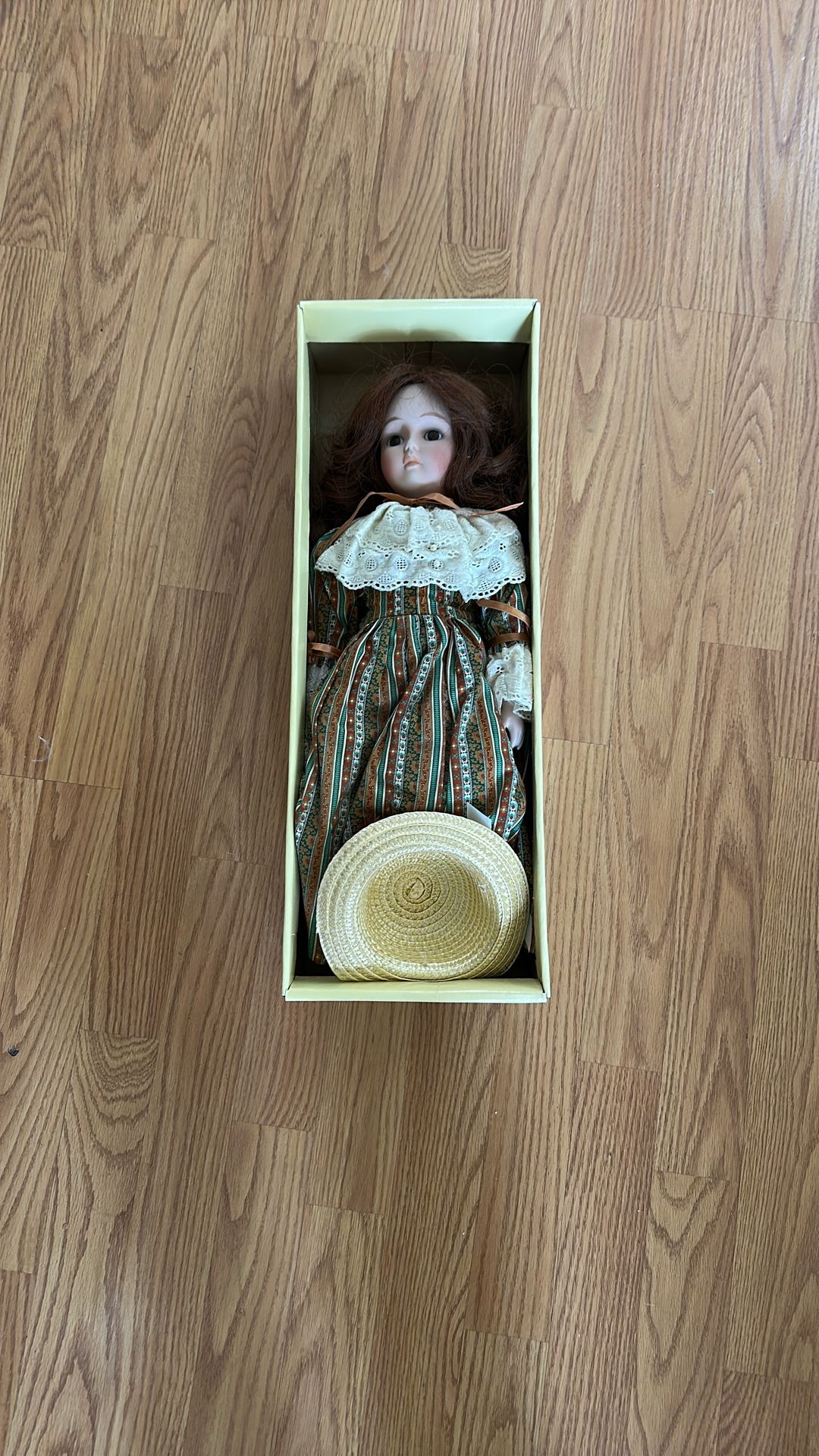 Porcelain Music Doll - Brown Dress