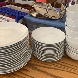 Large set of plates, bowls, glasses, cups