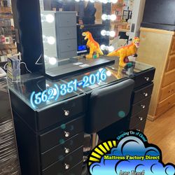 Black Vanity Desk Diamond Dresser New Chest 