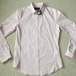 Topman Pink Dress Shirt Medium Muscle Slim Fit New