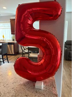Number 5 Red Balloons