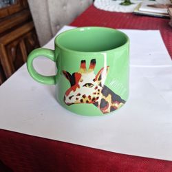 Opal House 16oz Porcelain "What's Up? " Giraffe Green Mug