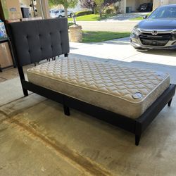 Twin Slat Bed w/ Headboard And Mattress 