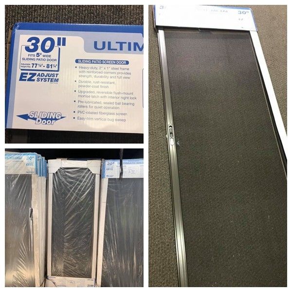 Bronze steel frame sliding patio screen door. Height 77.5-81.25 inch adjustable. Many in stock