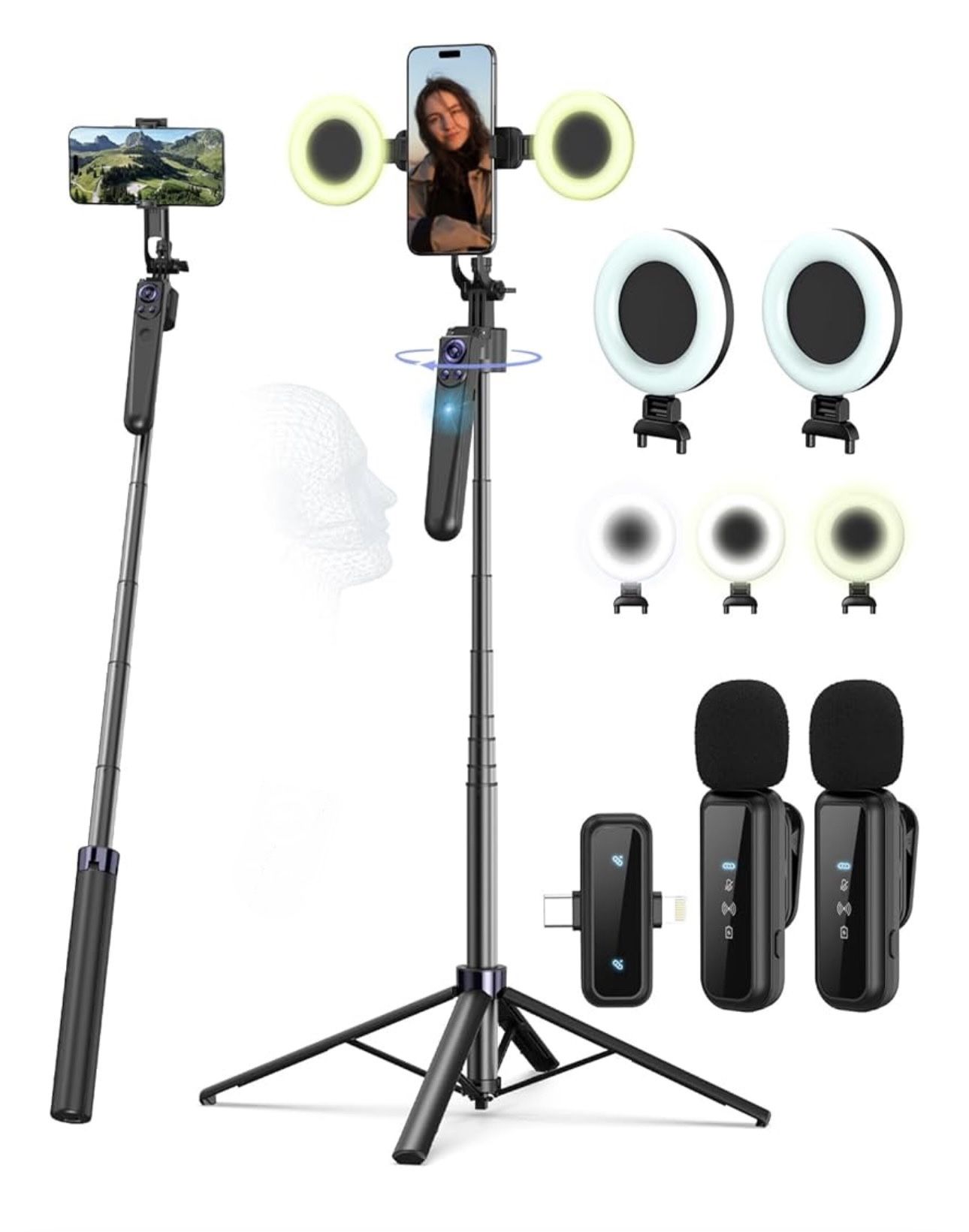 Vlogging Kit with Light, Microphones & Tripod – Brand New!