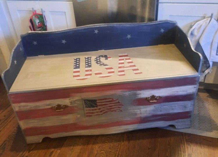 Handmade solid wood storage bench $75