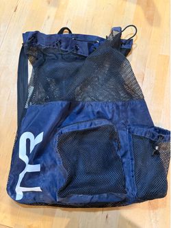 TYR Big Mesh Mummy Backpack for Swim, Gym and Workout Gear, Black, 40-Liter Capacity