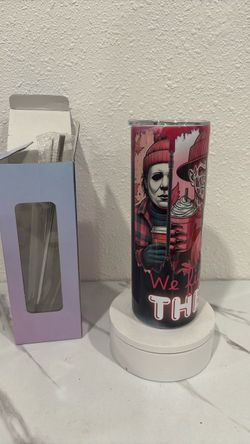Horror Character Skinny Tumbler with Straw