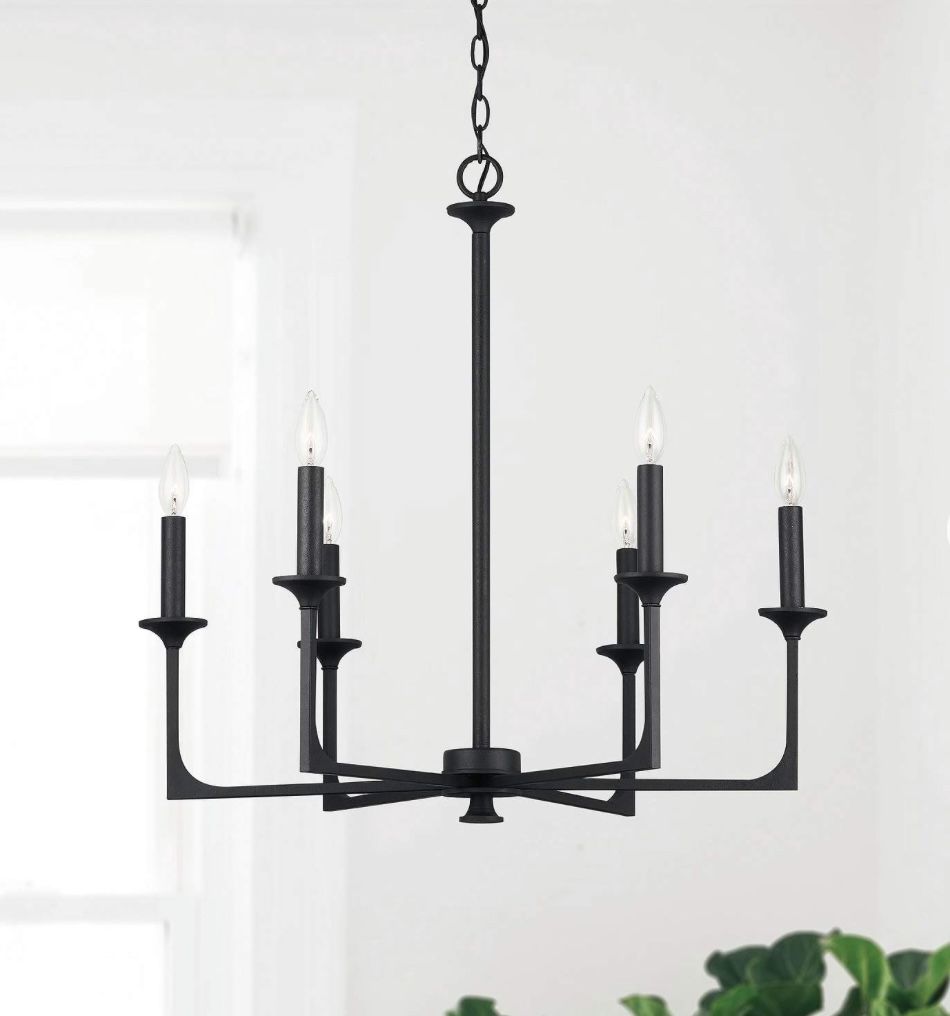 6 Light 28 In Taper Candle Chandelier In Black