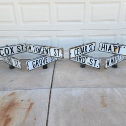 Porcelain Enamel Vintage Embossed Metal Street Corner Road Signs