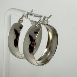 925 Sterling Silver plated, 30mm Hoops Earrings