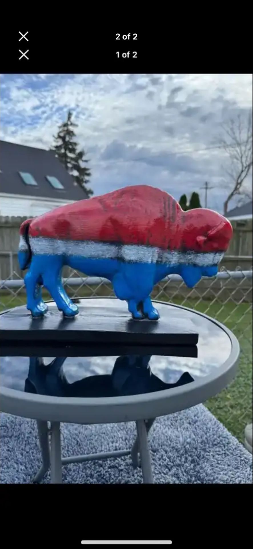 The Red White And Blue Buffalo Statue