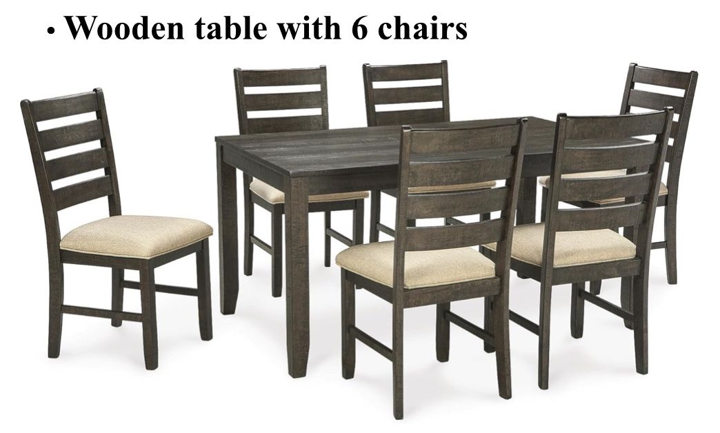 Wooden table with 6 chairs