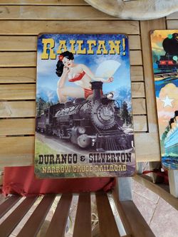 Set Of 4 Metal Train Signs