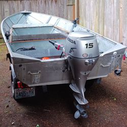 Trout Season Special! 13'+ Aluminum Boat, EZ Loader Trailer, 40lb Electric Motor, 15hp HONDA