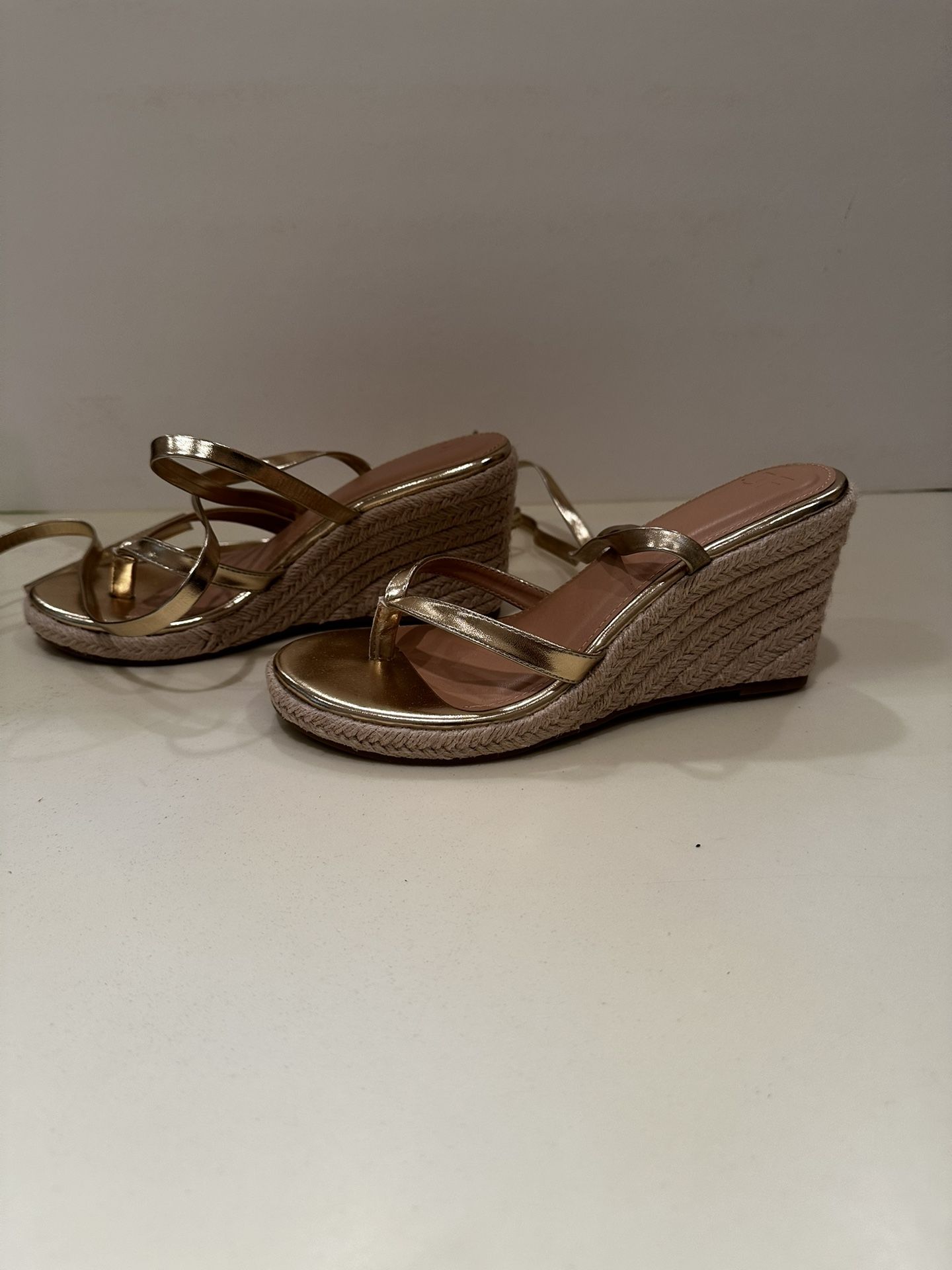 NEW Wedge Shoes with Gold Lace up, Size 7 1/2