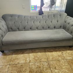 Grey Velvet Sofa and Loveseat