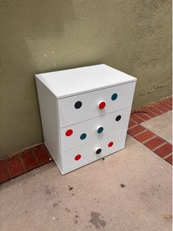 White Dresser with Colorful Knobs