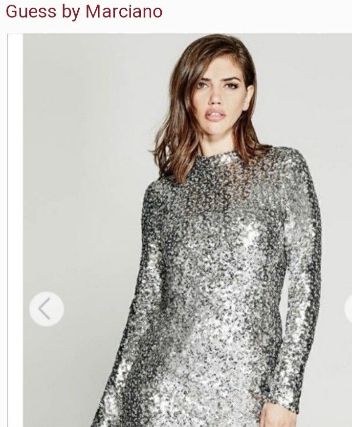 Guess By Marciano Silver Sequin Dress. Size S.