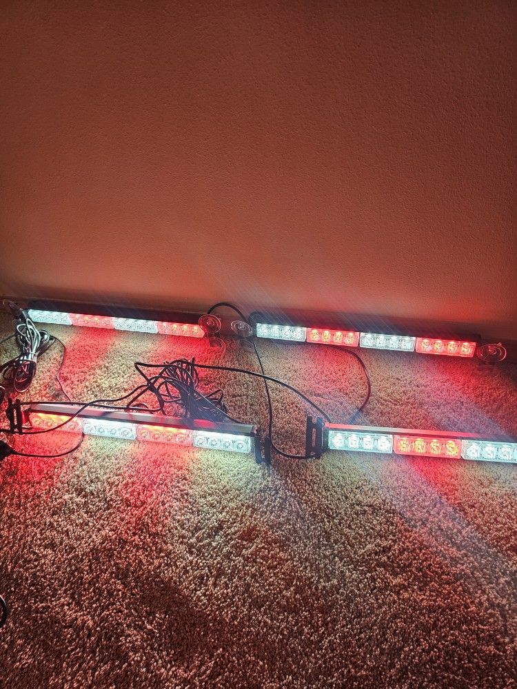Red and White Emergency Flashing Lights