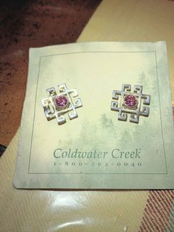 Vtg Retired Coldwater Creek Sterling Silver Pink Crystal