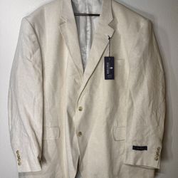 Stafford 54 Breg Big & Tall Sport Coat Blazer Off White Cotton 2 Button Classic