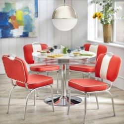 Retro Dining Set With Table 4 Chairs (New)