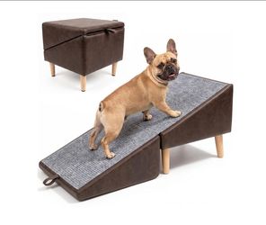 Dog Ramp and Ottoman Set with Wood Legs