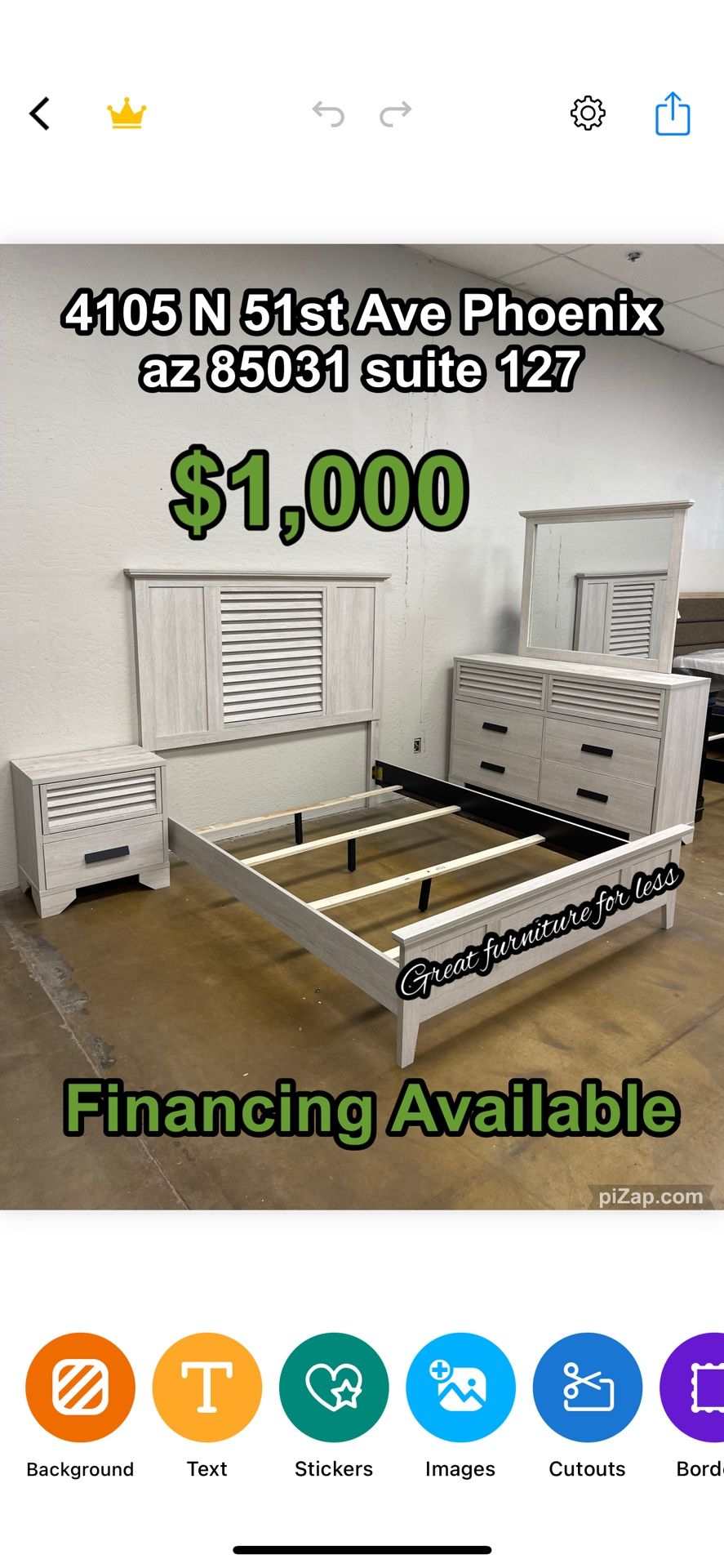 4 PCs Queen Size Bedroom Set Include Bed Frame Dresser Mirror And 1 Nightstand Brand New