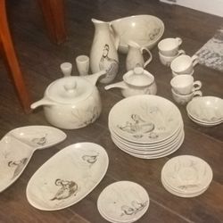 Bob White Red Wing Pottery Quail Dishes